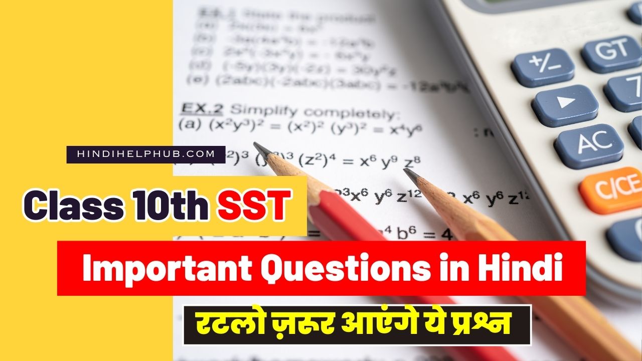 10th Class sst Important Questions in Hindi