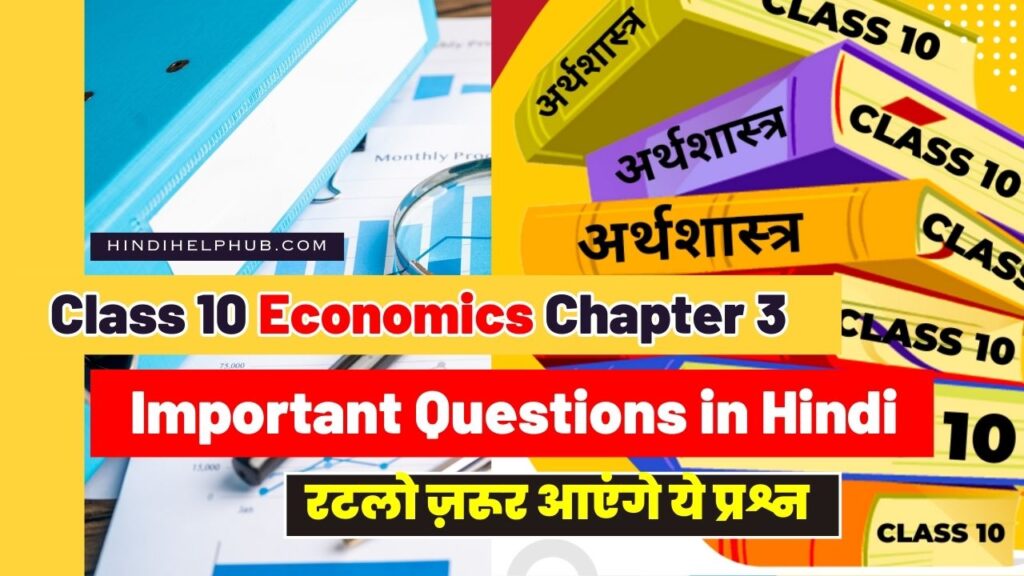 Class 10 Economics Chapter 3 Important Question in Hindi